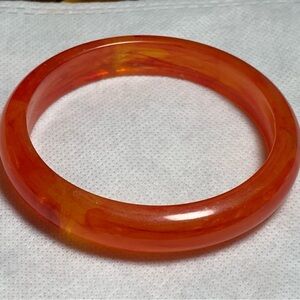 Vintage Translucent Red Orange Lucite Bangle Bracelet